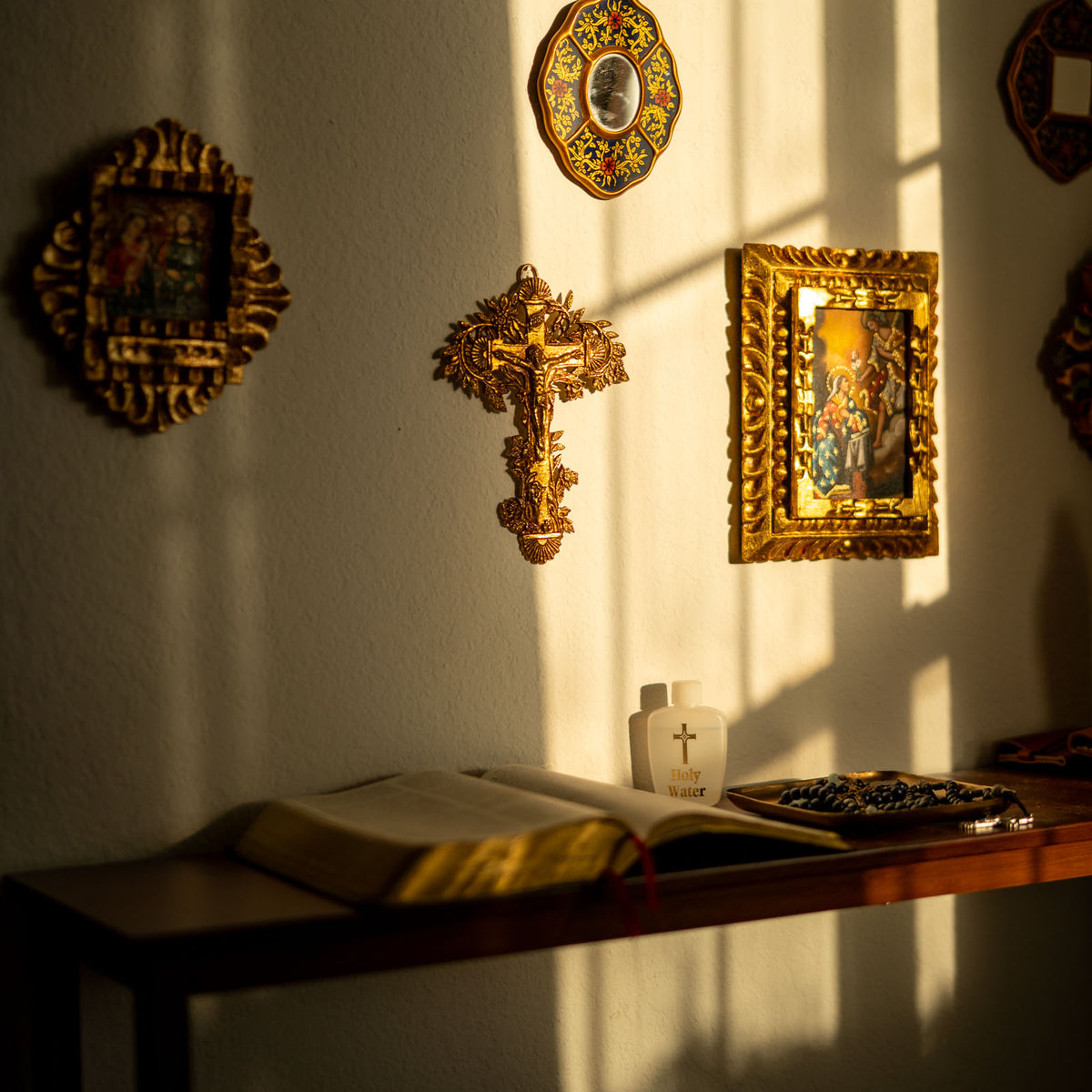 Antique Brass Flowering Crucifix