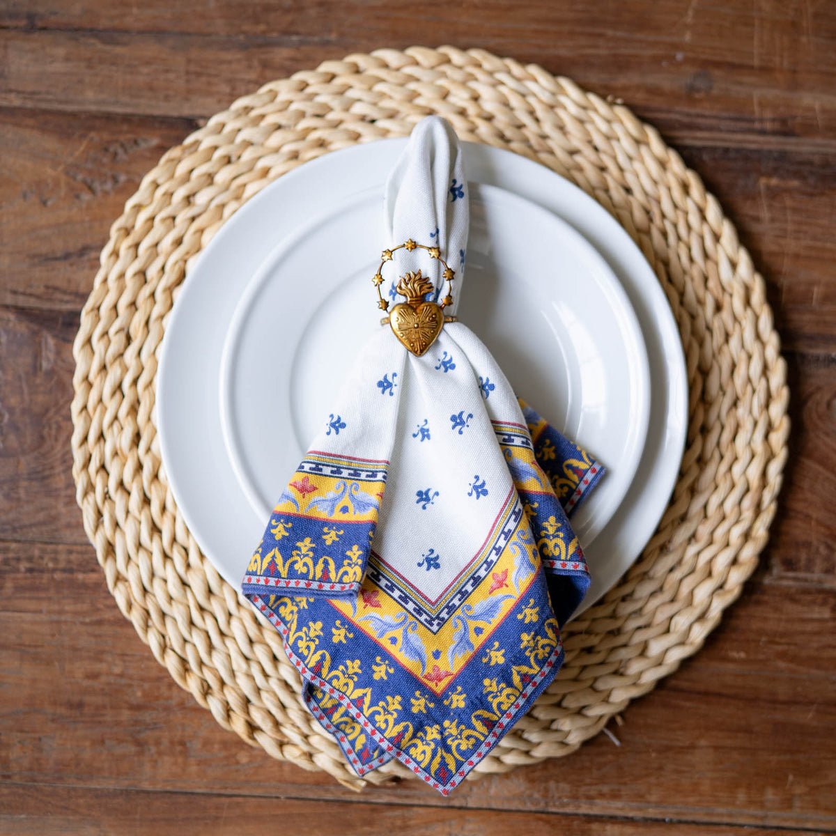 Sacred Heart and Mother Mary Napkin Ring Set