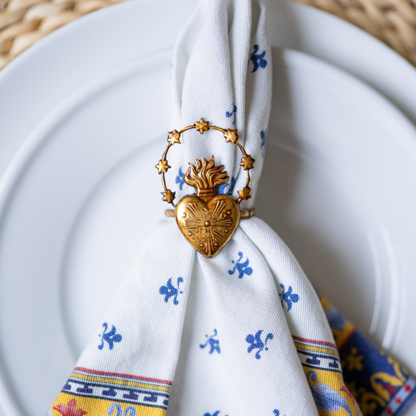 Sacred Heart and Mother Mary Napkin Ring Set