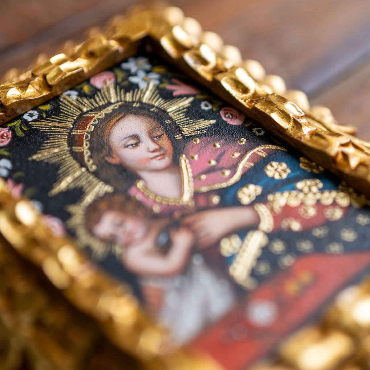 Virgin and Child with Roses and Lilies Rare Catholic Painting