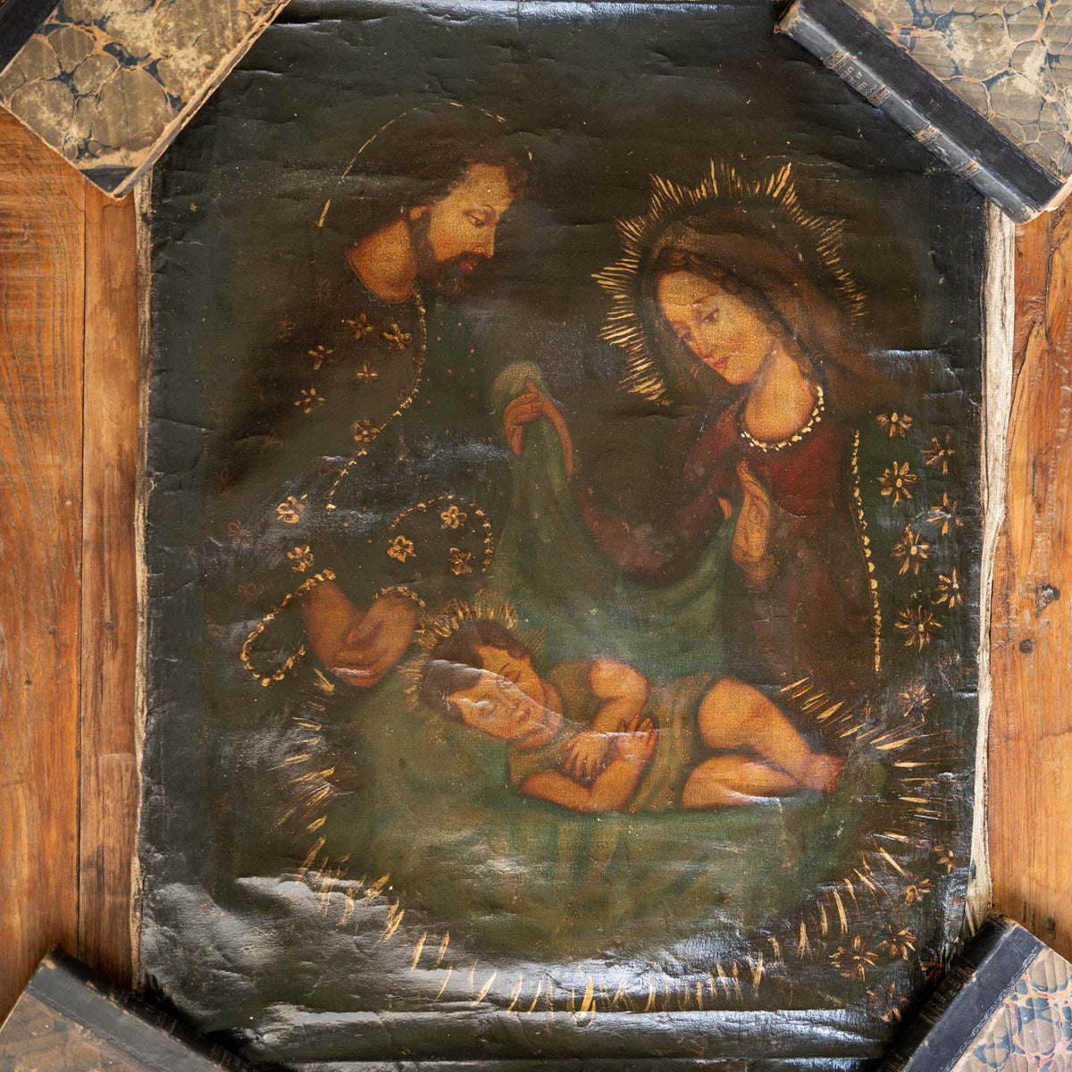 Holy Family with the Sleeping Christ Child Rare Catholic Painting